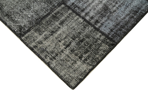 Kırk Yama Siyah Patchwork Pamuk Yün El Dokuma Halısı 176x245 Agacan