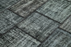 Kırk Yama Siyah Patchwork Pamuk Yün El Dokuma Halısı 176x245 Agacan