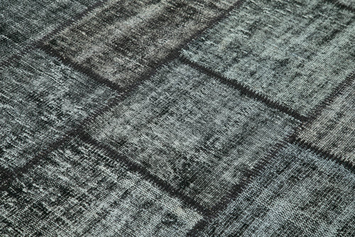 Kırk Yama Siyah Patchwork Pamuk Yün El Dokuma Halısı 176x245 Agacan