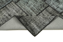 Kırk Yama Siyah Patchwork Pamuk Yün El Dokuma Halısı 176x245 Agacan