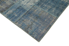 Kırk Yama Mavi Patchwork Pamuk Yün El Dokuma Halısı 176x244 Agacan