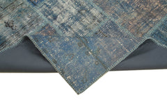 Kırk Yama Mavi Patchwork Pamuk Yün El Dokuma Halısı 176x244 Agacan