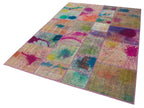 Kırk Yama Mavi Patchwork Pamuk Yün El Dokuma Halısı 172x240 Agacan
