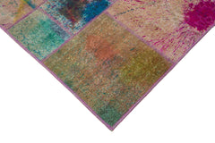 Kırk Yama Mavi Patchwork Pamuk Yün El Dokuma Halısı 172x240 Agacan