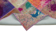 Kırk Yama Mavi Patchwork Pamuk Yün El Dokuma Halısı 172x240 Agacan