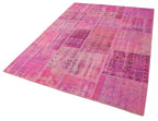 Kırk Yama Pembe Patchwork Pamuk Yün El Dokuma Halısı 173x240 Agacan