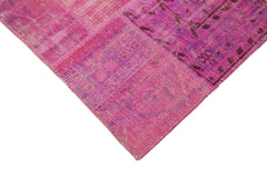 Kırk Yama Pembe Patchwork Pamuk Yün El Dokuma Halısı 173x240 Agacan