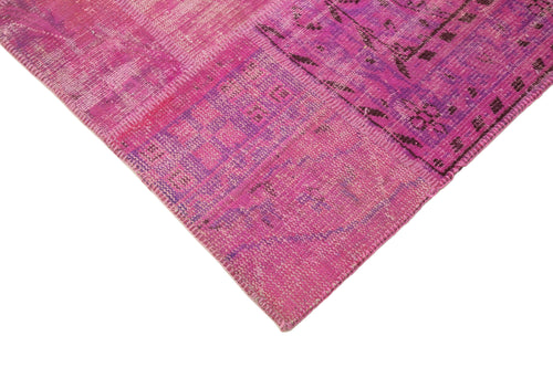 Kırk Yama Pembe Patchwork Pamuk Yün El Dokuma Halısı 173x240 Agacan