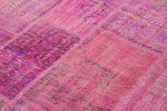 Kırk Yama Pembe Patchwork Pamuk Yün El Dokuma Halısı 173x240 Agacan