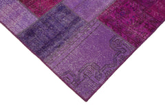 Kırk Yama Mor Patchwork Pamuk Yün El Dokuma Halısı 172x247 Agacan