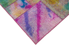 Kırk Yama Mavi Patchwork Pamuk Yün El Dokuma Halısı 169x243 Agacan