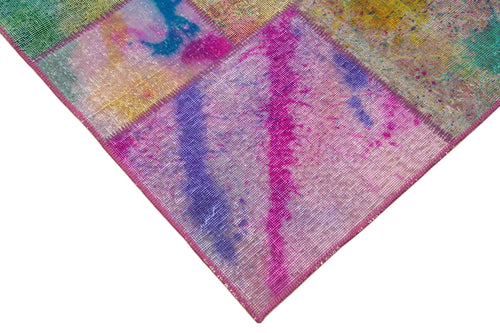 Kırk Yama Mavi Patchwork Pamuk Yün El Dokuma Halısı 169x243 Agacan