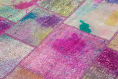 Kırk Yama Mavi Patchwork Pamuk Yün El Dokuma Halısı 169x240 Agacan