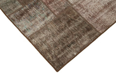 Kırk Yama Kahverengi Patchwork Pamuk Yün El Dokuma Halısı 172x237 Agacan