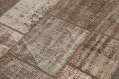 Kırk Yama Kahverengi Patchwork Pamuk Yün El Dokuma Halısı 172x237 Agacan