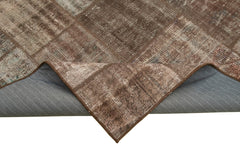 Kırk Yama Kahverengi Patchwork Pamuk Yün El Dokuma Halısı 172x237 Agacan