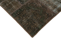 Kırk Yama Kahverengi Patchwork Pamuk Yün El Dokuma Halısı 170x245 Agacan