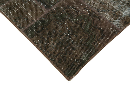 Kırk Yama Kahverengi Patchwork Pamuk Yün El Dokuma Halısı 170x245 Agacan