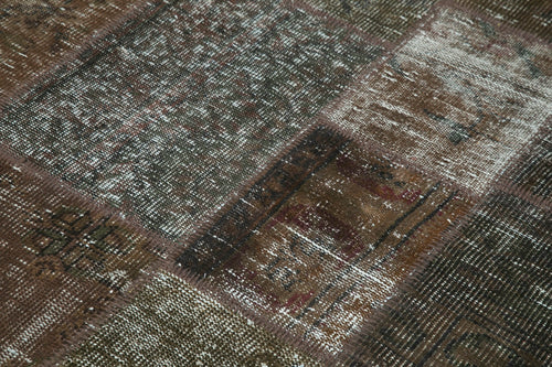 Kırk Yama Kahverengi Patchwork Pamuk Yün El Dokuma Halısı 170x245 Agacan