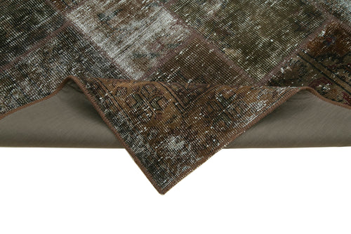 Kırk Yama Kahverengi Patchwork Pamuk Yün El Dokuma Halısı 170x245 Agacan
