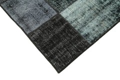 Kırk Yama Siyah Patchwork Pamuk Yün El Dokuma Halısı 167x240 Agacan