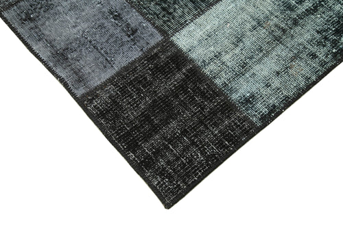 Kırk Yama Siyah Patchwork Pamuk Yün El Dokuma Halısı 167x240 Agacan