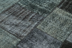 Kırk Yama Siyah Patchwork Pamuk Yün El Dokuma Halısı 167x240 Agacan