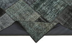 Kırk Yama Siyah Patchwork Pamuk Yün El Dokuma Halısı 167x240 Agacan