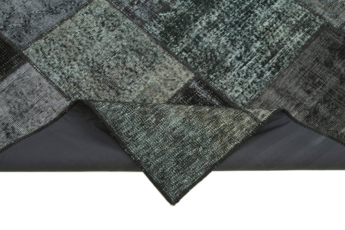 Kırk Yama Siyah Patchwork Pamuk Yün El Dokuma Halısı 167x240 Agacan