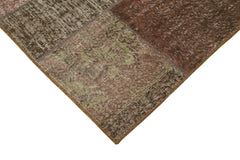 Kırk Yama Kahverengi Patchwork Pamuk Yün El Dokuma Halısı 170x242 Agacan