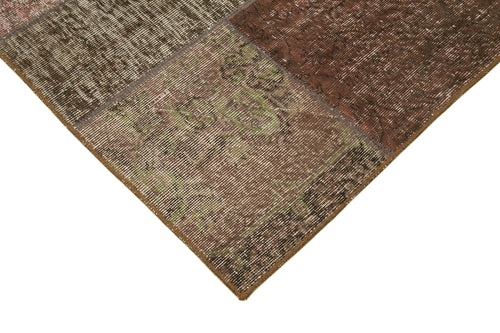 Kırk Yama Kahverengi Patchwork Pamuk Yün El Dokuma Halısı 170x242 Agacan