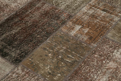 Kırk Yama Kahverengi Patchwork Pamuk Yün El Dokuma Halısı 170x242 Agacan