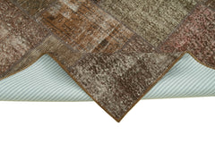 Kırk Yama Kahverengi Patchwork Pamuk Yün El Dokuma Halısı 170x242 Agacan