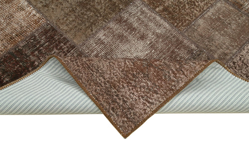 Kırk Yama Kahverengi Patchwork Pamuk Yün El Dokuma Halısı 170x245 Agacan