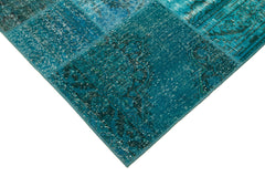 Kırk Yama Turkuaz Patchwork Pamuk Yün El Dokuma Halısı 171x244 Agacan