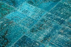 Kırk Yama Turkuaz Patchwork Pamuk Yün El Dokuma Halısı 171x244 Agacan