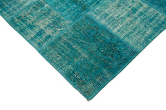 Kırk Yama Turkuaz Patchwork Pamuk Yün El Dokuma Halısı 172x238 Agacan