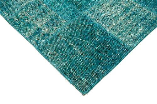 Kırk Yama Turkuaz Patchwork Pamuk Yün El Dokuma Halısı 172x238 Agacan