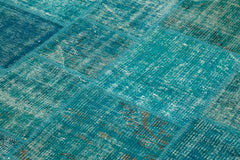 Kırk Yama Turkuaz Patchwork Pamuk Yün El Dokuma Halısı 172x238 Agacan