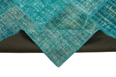 Kırk Yama Turkuaz Patchwork Pamuk Yün El Dokuma Halısı 172x238 Agacan