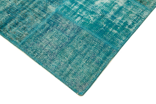 Kırk Yama Turkuaz Patchwork Pamuk Yün El Dokuma Halısı 173x240 Agacan