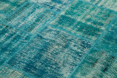 Kırk Yama Turkuaz Patchwork Pamuk Yün El Dokuma Halısı 173x240 Agacan