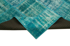 Kırk Yama Turkuaz Patchwork Pamuk Yün El Dokuma Halısı 173x240 Agacan