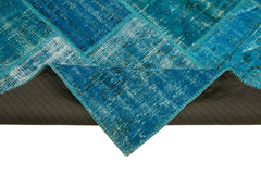 Kırk Yama Turkuaz Patchwork Pamuk Yün El Dokuma Halısı 174x243 Agacan