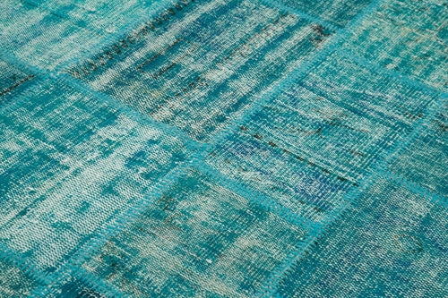Kırk Yama Turkuaz Patchwork Pamuk Yün El Dokuma Halısı 174x243 Agacan