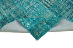Kırk Yama Turkuaz Patchwork Pamuk Yün El Dokuma Halısı 174x243 Agacan