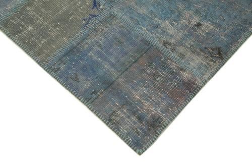Kırk Yama Mavi Patchwork Pamuk Yün El Dokuma Halısı 177x247 Agacan