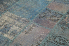 Kırk Yama Mavi Patchwork Pamuk Yün El Dokuma Halısı 177x247 Agacan