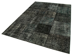 Kırk Yama Siyah Patchwork Pamuk Yün El Dokuma Halısı 171x241 Agacan
