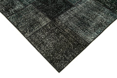 Kırk Yama Siyah Patchwork Pamuk Yün El Dokuma Halısı 171x241 Agacan
